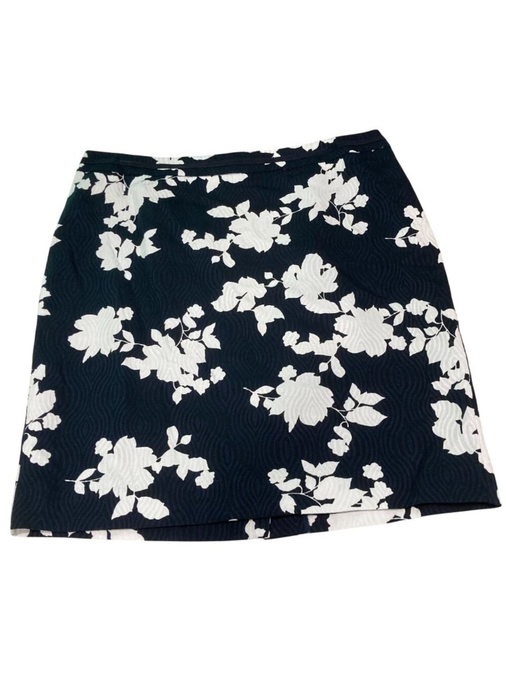 Talbots Floral Skirt M Navy Blue White Cotton Romantic Festival Cottagecore Boho